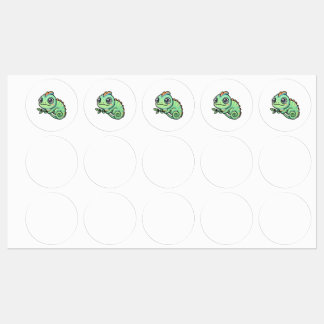 Cute Baby Green Chameleon Labels