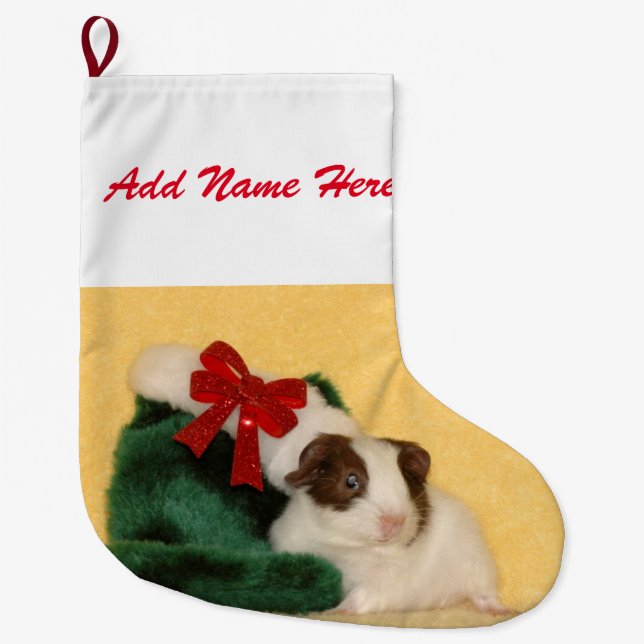 Cute Baby Guinea pig Christmas Large Christmas Stocking (Front)