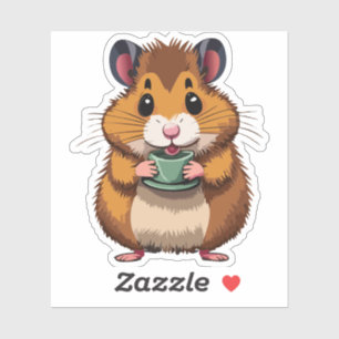 Cute Baby Hamster Cartoon Charactor Sticker
