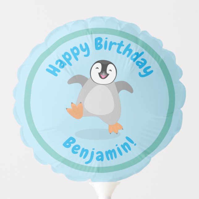 Cute baby happy emperor penguin cartoon balloon (Front)