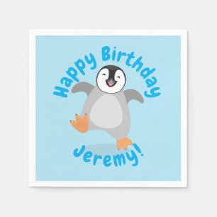 Cute baby happy emperor penguin cartoon napkins
