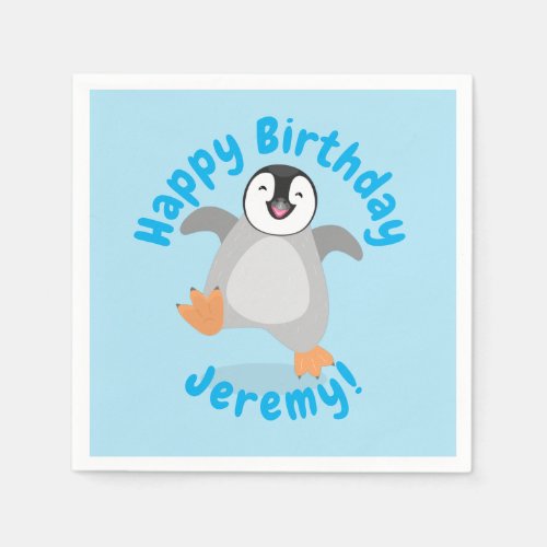 Cute baby happy emperor penguin cartoon napkins