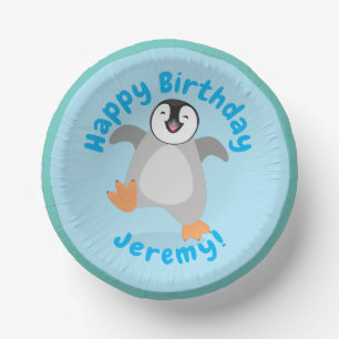 Cute baby happy emperor penguin cartoon paper bowls