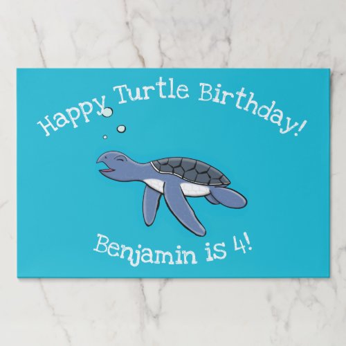 Cute baby happy sea turtle swimming cartoon paper pad
