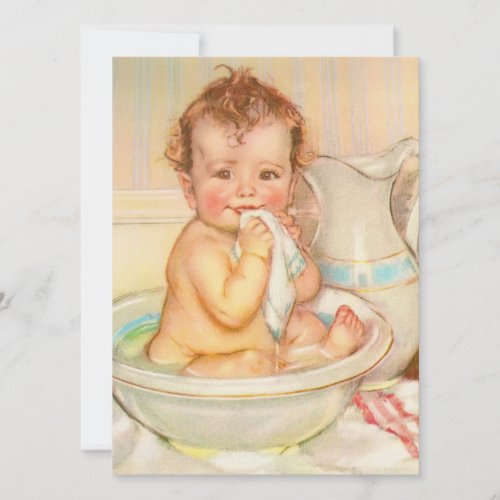 Cute Baby Having a Bath Personalized Invitation