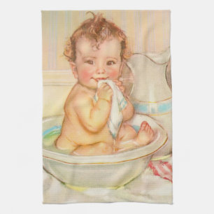 Cute Baby Having a Bath Towel