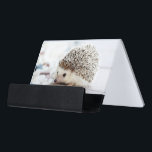 Cute Baby Hedgehog Desk Business Card Holder<br><div class="desc">Cute baby hedgehog portrait photograph on pale background.</div>