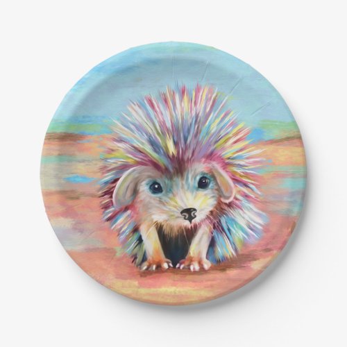 Cute baby hedgehog pastels paper plates