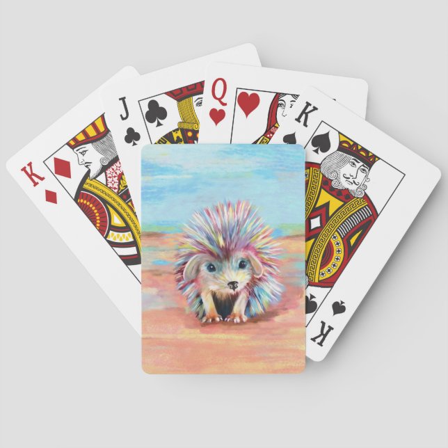 Cute baby hedgehog pastels poker cards (Back)
