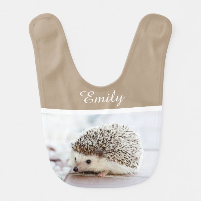 Cute Baby Hedgehog Photo Personalised Baby Bib (Front)
