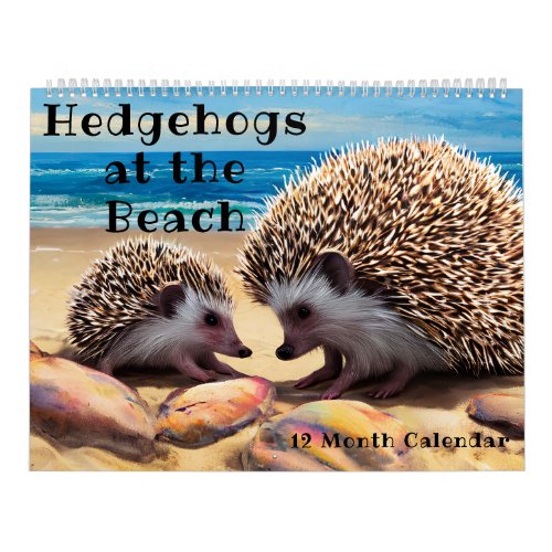 Cute Baby Hedgehog Pictures at the Colorful Beach Calendar