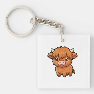 Cute Baby Highland Cow Acrylic Keychain