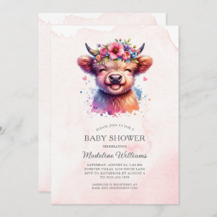 Cute Baby Highland Cow Baby Shower Invitation