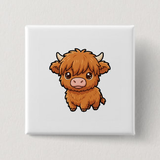 Cute Baby Highland Cow Button