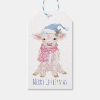 Cute Baby Highland Cow Calf Christmas Gift Tags
