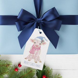 Cute Baby Highland Cow Calf Christmas Gift Tags