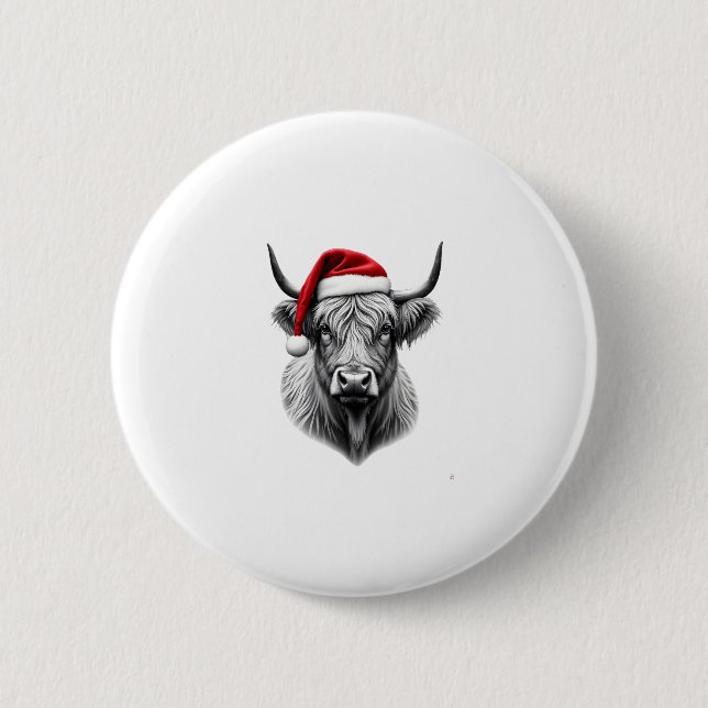 Cute Baby Highland Cow Christmas Santa Gifts Xmas  Button (Front)