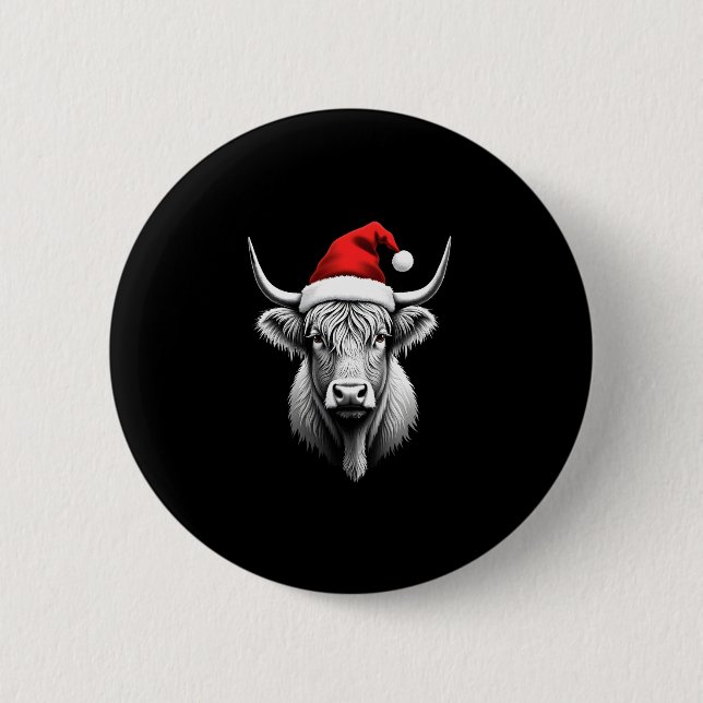 Cute Baby Highland Cow Christmas Santa Gifts Xmas  Button (Front)
