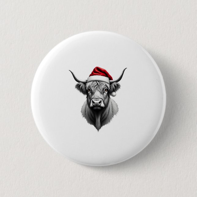 Cute Baby Highland Cow Christmas Santa Gifts Xmas  Button (Front)