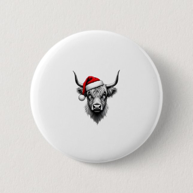 Cute Baby Highland Cow Christmas Santa Gifts Xmas  Button (Front)