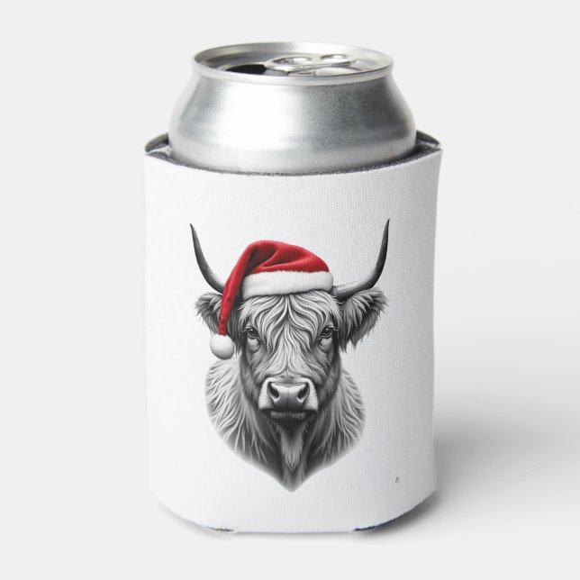 Cute Baby Highland Cow Christmas Santa Gifts Xmas  Can Cooler (Can Front)