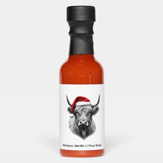 Cute Baby Highland Cow Christmas Santa Gifts Xmas  Hot Sauces (Front)