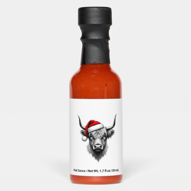 Cute Baby Highland Cow Christmas Santa Gifts Xmas  Hot Sauces (Front)