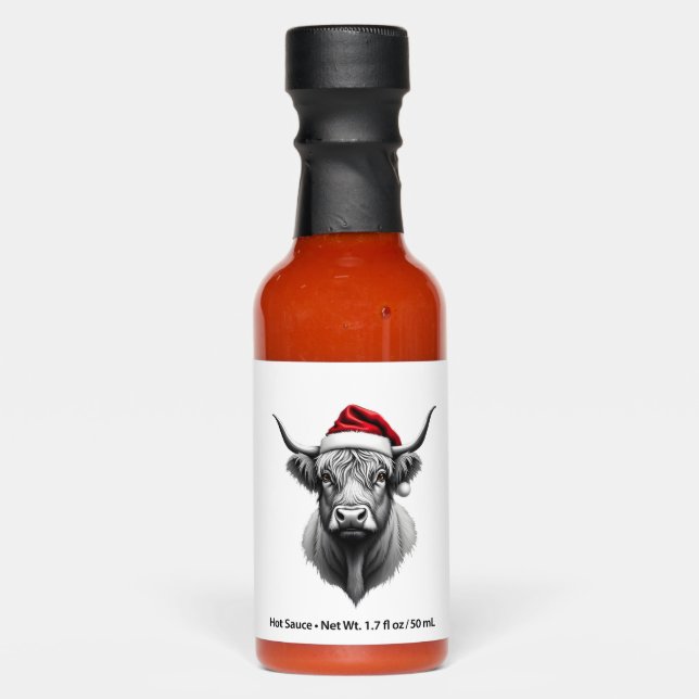 Cute Baby Highland Cow Christmas Santa Gifts Xmas  Hot Sauces (Front)