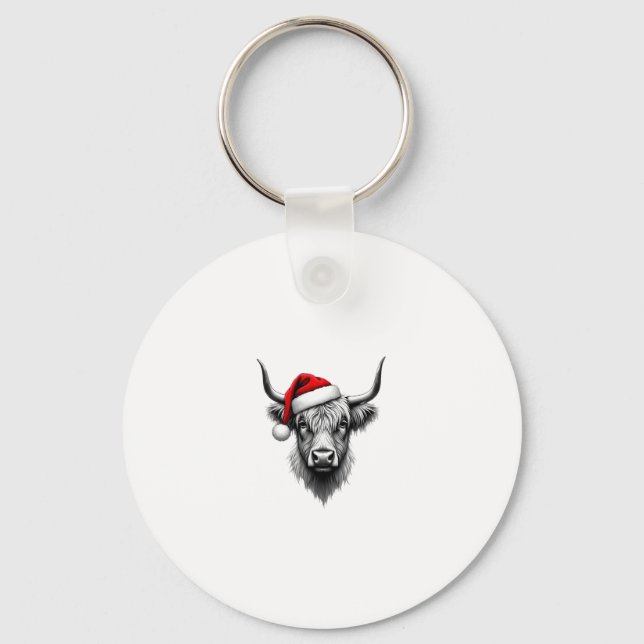 Cute Baby Highland Cow Christmas Santa Gifts Xmas  Keychain (Front)