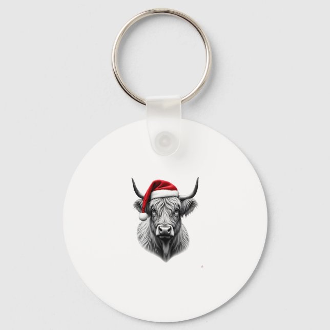 Cute Baby Highland Cow Christmas Santa Gifts Xmas  Keychain (Front)