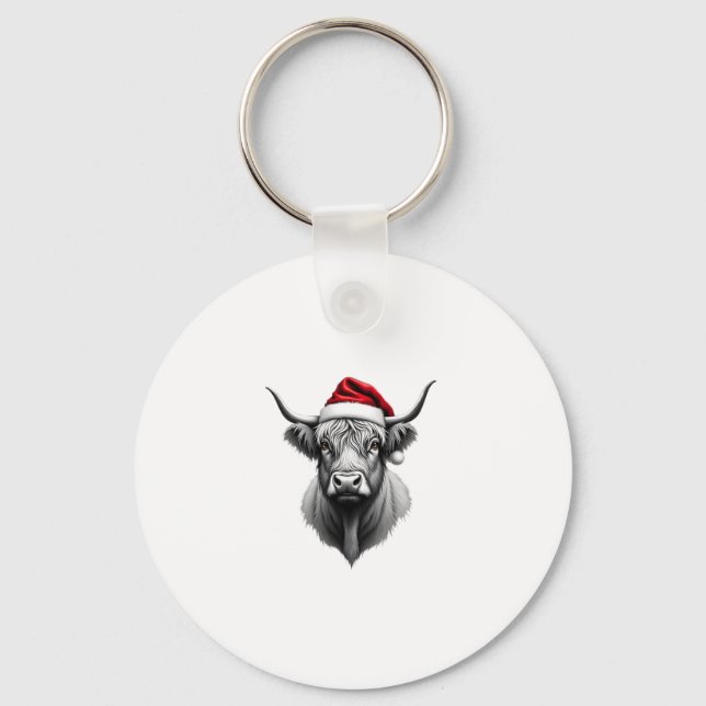 Cute Baby Highland Cow Christmas Santa Gifts Xmas  Keychain (Front)