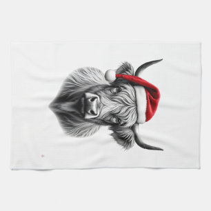 Cute Baby Highland Cow Christmas Santa Gifts Xmas  Kitchen Towel
