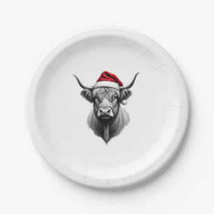Cute Baby Highland Cow Christmas Santa Gifts Xmas  Paper Plates
