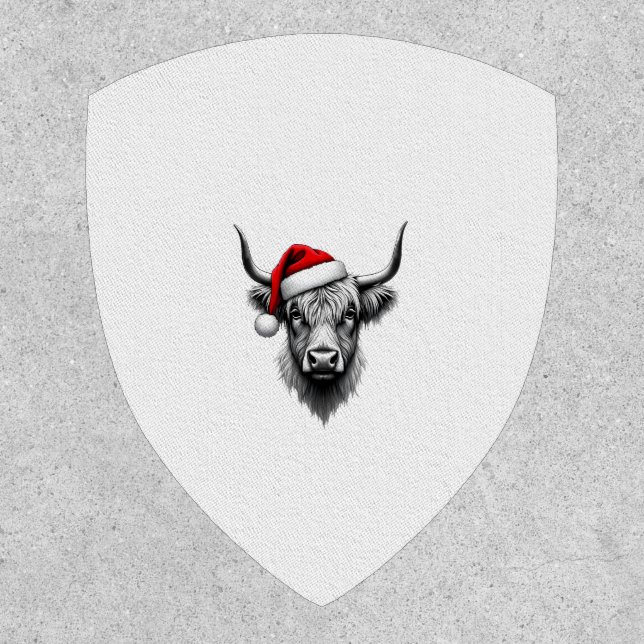 Cute Baby Highland Cow Christmas Santa Gifts Xmas  Patch (Front)