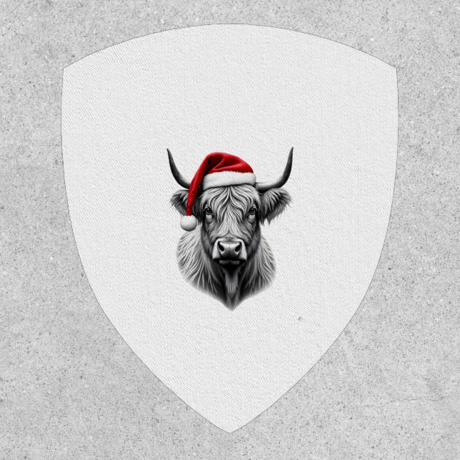Cute Baby Highland Cow Christmas Santa Gifts Xmas  Patch (Front)