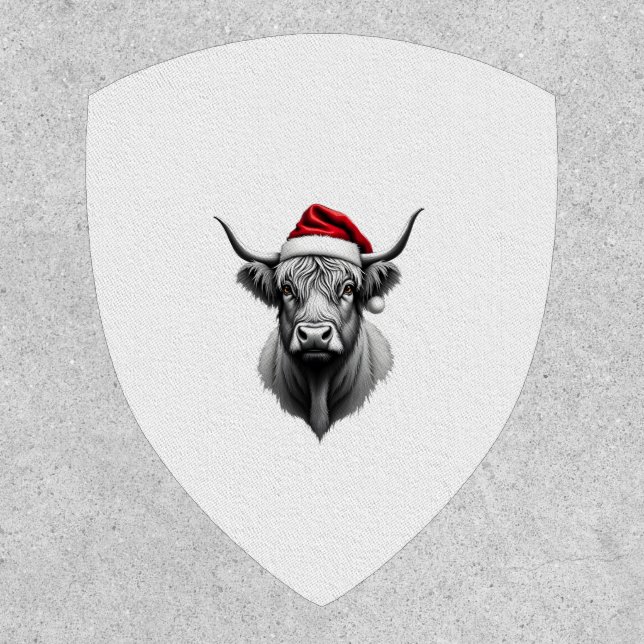 Cute Baby Highland Cow Christmas Santa Gifts Xmas  Patch (Front)