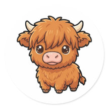 Cute Baby Highland Cow Classic Sticker