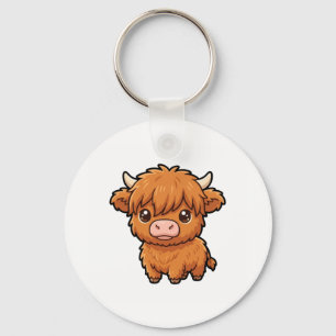 Cute Baby Highland Cow Keychain