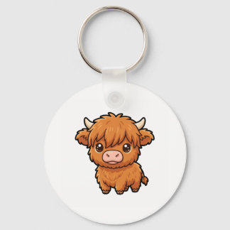 Cute Baby Highland Cow Keychain