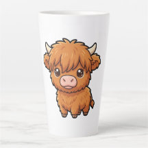 Cute Baby Highland Cow Latte Mug