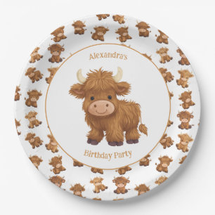 Cute Baby Highland Cow Paper Plates
