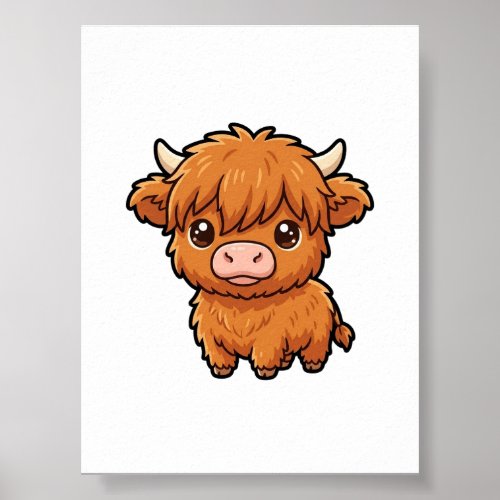Cute Baby Highland Cow Poster Print