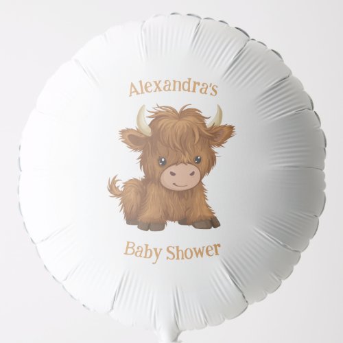 Cute Baby Highland Cow ShowerBirthday Balloon