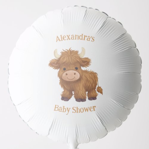 Cute Baby Highland Cow ShowerBirthday Balloon