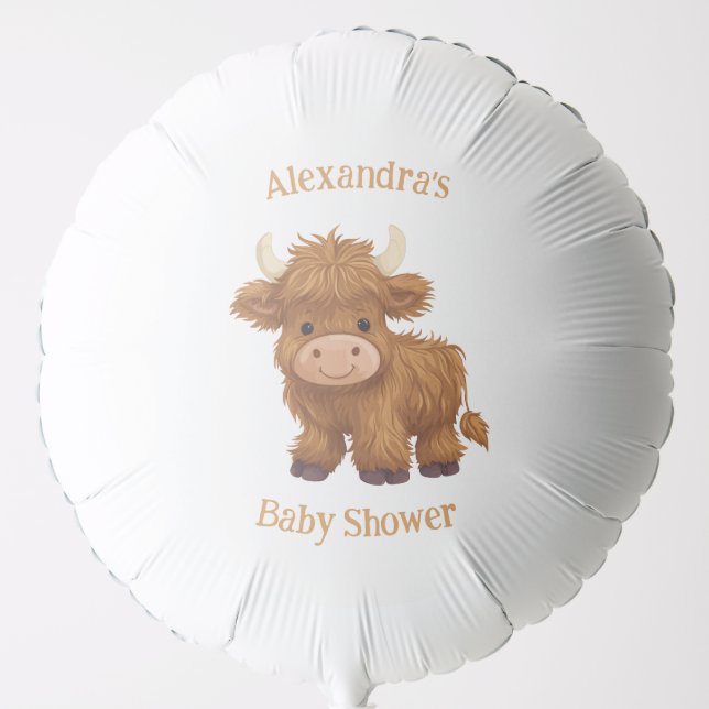 Cute Baby Highland Cow Shower/Birthday Balloon (Front)