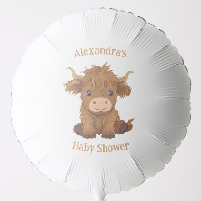 Cute  Baby Highland Cow Shower/Birthday Balloon (Front)