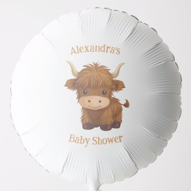 Cute  Baby Highland Cow Shower/Birthday Balloon (Front)