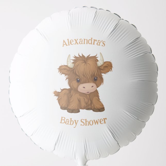 Cute Baby Highland Cow Shower/Birthday Balloon (Front)