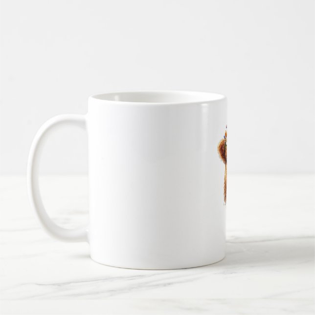 Cute Baby Highland Cow With Crown Of Flowers Calf  Coffee Mug (Left)
