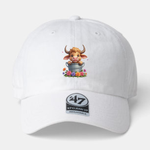 Cute Baby Highland Cow With flowers Calf Animal co 47 Brand Hat